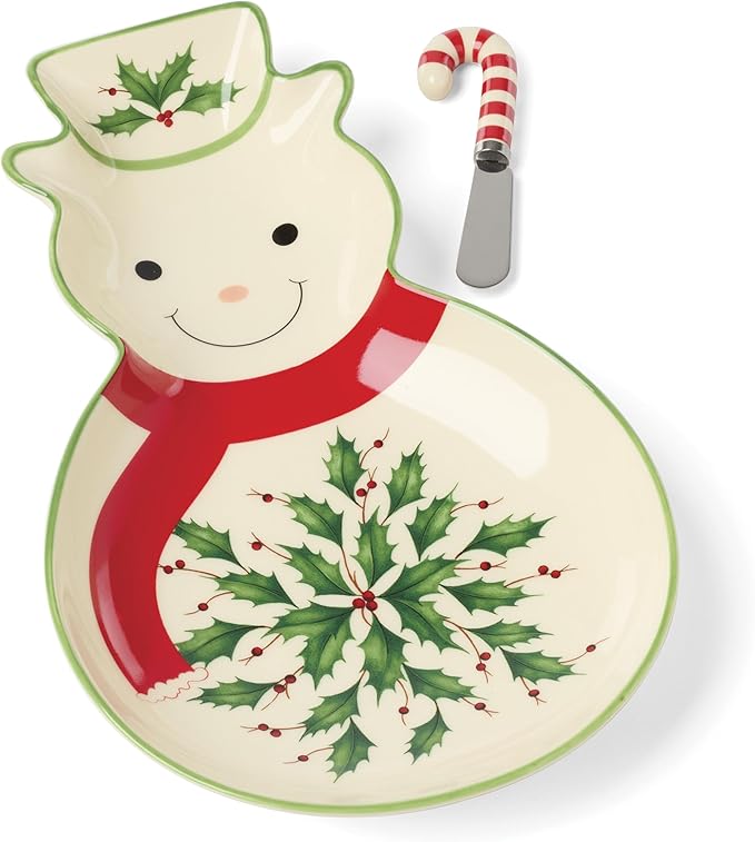 Lenox 898269 Holiday Tray with Spreader, Christmas Serveware, Festive Décor