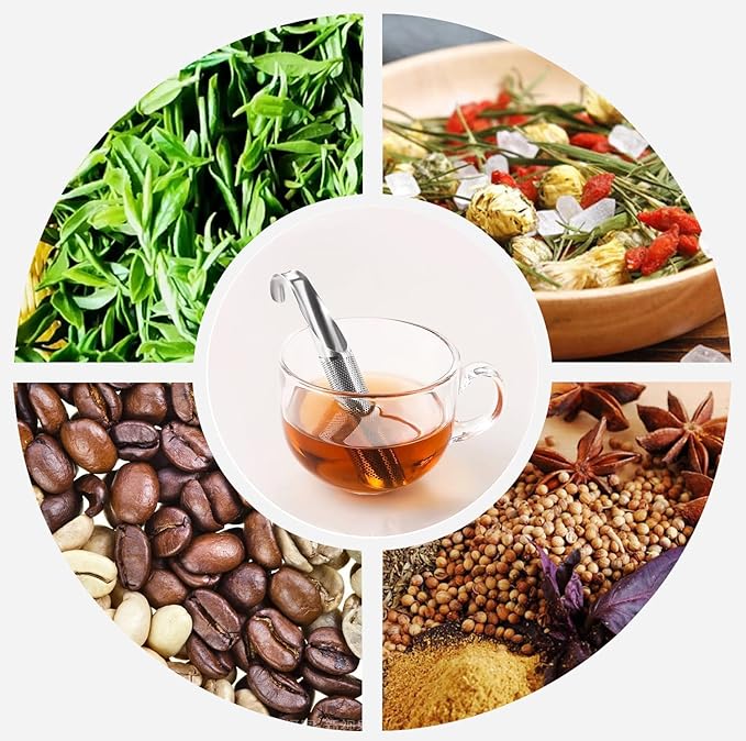 2 Pack Tea Infusers, Extra Fine Mesh Tea Strainer for Loose Tea, Stainless Steel Long Handle Tea Steeper Diffuser for Leaf Tea, Coffee, Spices, Seasonings