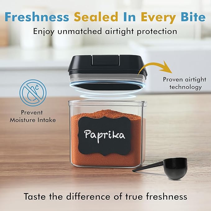 Shazo 9 PC Airtight Food Storage Containers - BPA Free Clear Plastic Snack & Spice Containers with Easy Lock Lids - Kitchen and Pantry Organization for Herbs, Coffee, Tea - 0.5L / 2.1 Cups