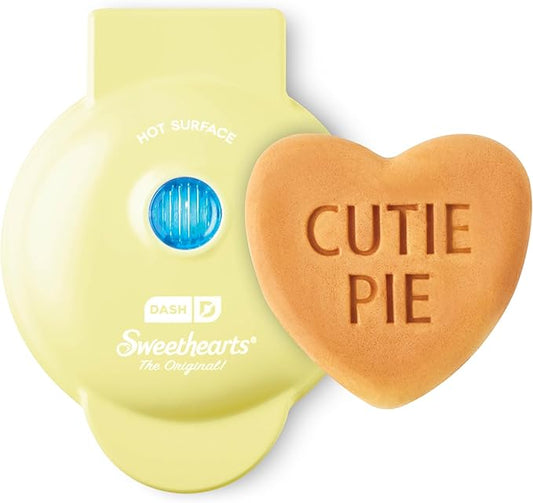 Dash & Sweethearts® Mini Waffle Maker- Mini Machine for Creative Homemade Treats - Nonstick Iron with Unique Print Design - Stylish Waffle Machine - Cutie Pie Yellow