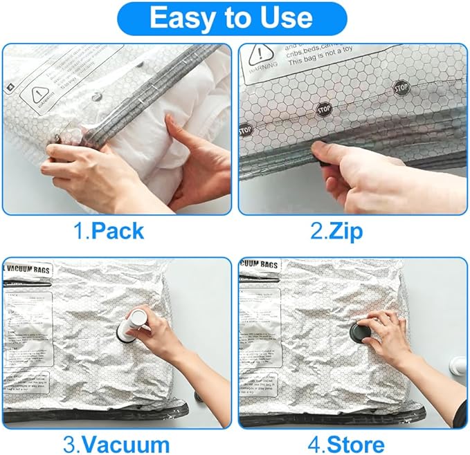 15 Pack Vacuum Seal Bags for Clothing Travel with Wireless Electric Air Pump, 5 Large +5 Medium +5 Small, Reusable Space Saver Bags for Luggage and Suitcase, Cruise & Travel Essentials