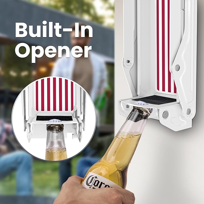 2025 New Auto-Eject Can Crusher with Trash Bag Organizer - Built-in Bottle Opener, Works for 8/12/16oz Cans, Wall-Mounted Recycling Tool (white-US flag)