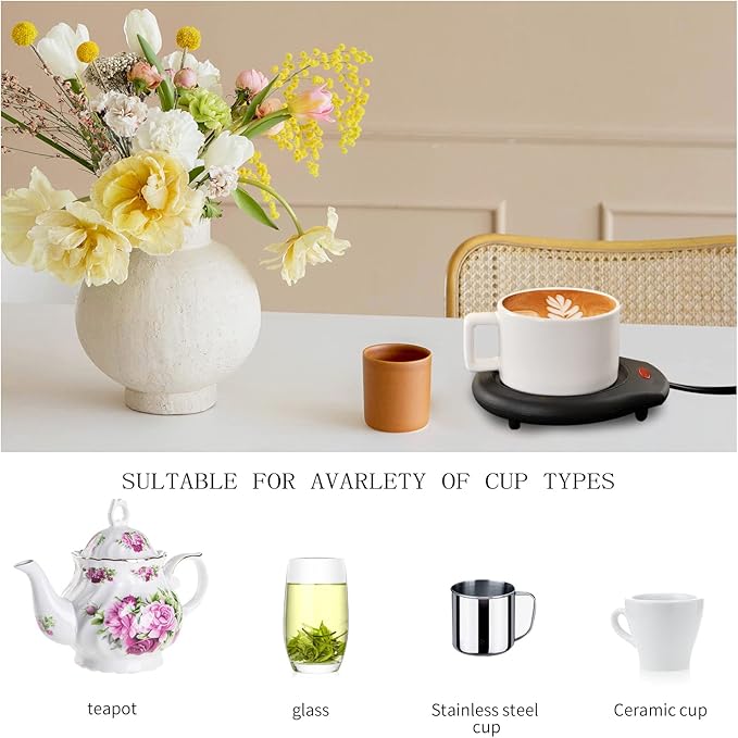 ASAWASA Coffee Mug Warmer, Candle Warmers for Large Jar, Safely Releases Scents Without a Flame, Enjoy Your Warm Coffee Tea and Milk, Gifts for Festival Birthday Men Women Mom Dad.