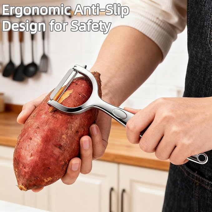 Vegetable Peeler - Stainless Steel Y-Shaped Potato Peeler for Kitchen - 2-in-1 Peeling & Eye-Removing Function for Potatoes, Carrots, and More.