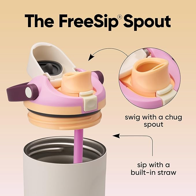 Owala FreeSip Sway Insulated Stainless Steel Water Bottle with Two-Way Spout, Built-In Straw and Bucket Handle, Made for Travel, School, and Sports, 40oz, BPA Free, Leak Proof, Daybreak