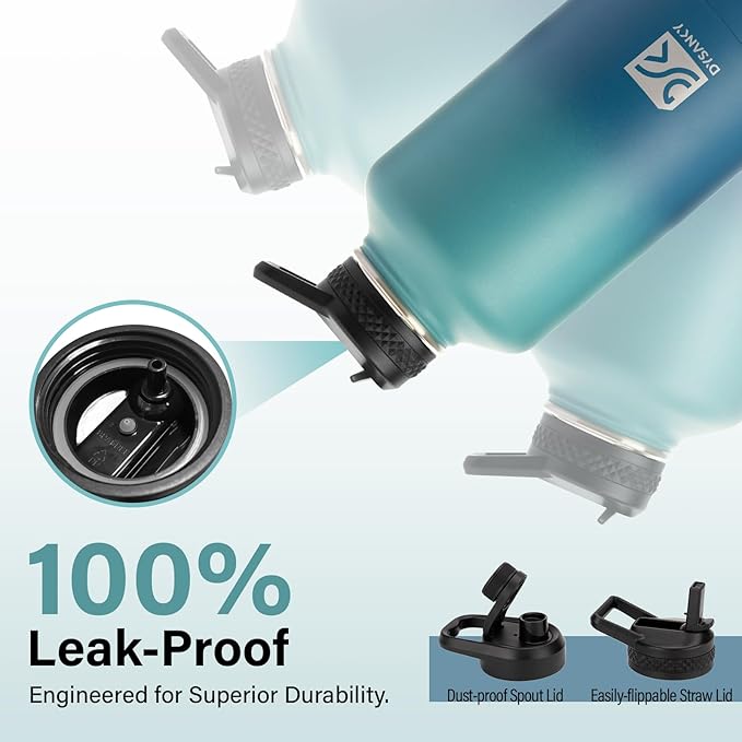 DYSANKY Insulated Water Bottle | Thickened Stainless Steel Vacuum Metal | Portable Sports Half Gallon Large Water Jug for Gym and Hiking with Straw, Carrier Bag, Handle Strap | BPA-Free 64 oz