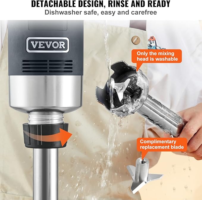 VEVOR Commercial Immersion Blender, 750W 20" Heavy Duty Hand Mixer, Variable Speed Kitchen Stick Mixer with 304 Stainless Steel Blade, Multi-Purpose Portable Mixer for Soup, Smoothie, Puree, Baby Food