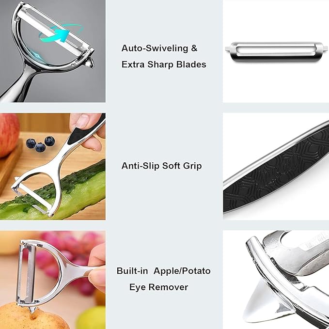 Vegetable peelers for Kitchen, Y shaped peeler for Vegetables, Fruits, Potatoes with Ergonomic Grip, 1 Pack