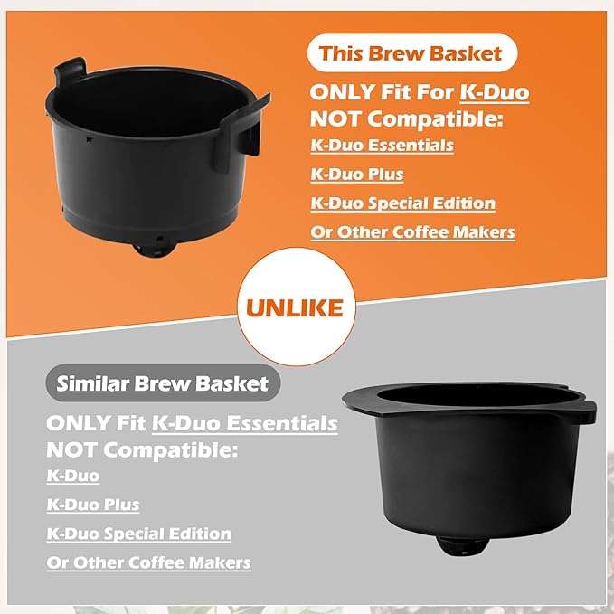Brew Basket Replacement for K-Duo Single Serve & Carafe Coffee Maker (ONLY Gen 1, NOT Fit K-Duo Essentials or Other Machine), Coffee Maker Brew Filter Basket