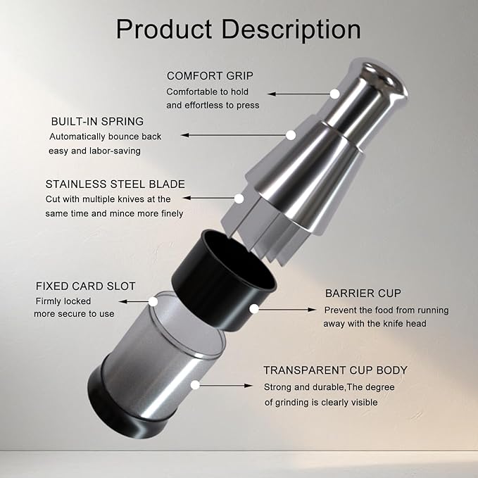 Manual Pressed Chopper,Multifunctional Manual Garlic Press,Stainless Steel Hand Food Chopper for Mincing Garlic Press Stainless Steel,Mini Dicer Food Choppers(1 PCS)