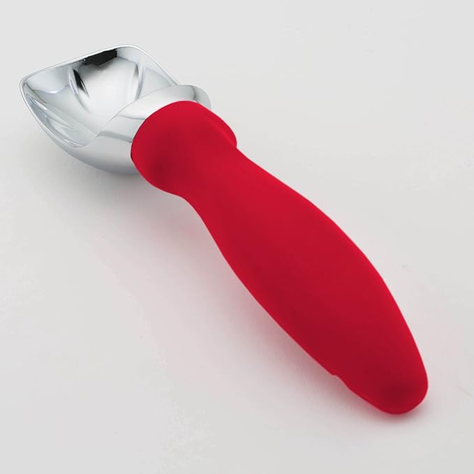 Spring Chef Ice Cream Scoop with Soft Grip Handle, Professional Heavy Duty Sturdy Scooper, Premium Kitchen Tool for Cookie Dough, Gelato, Sorbet, Red