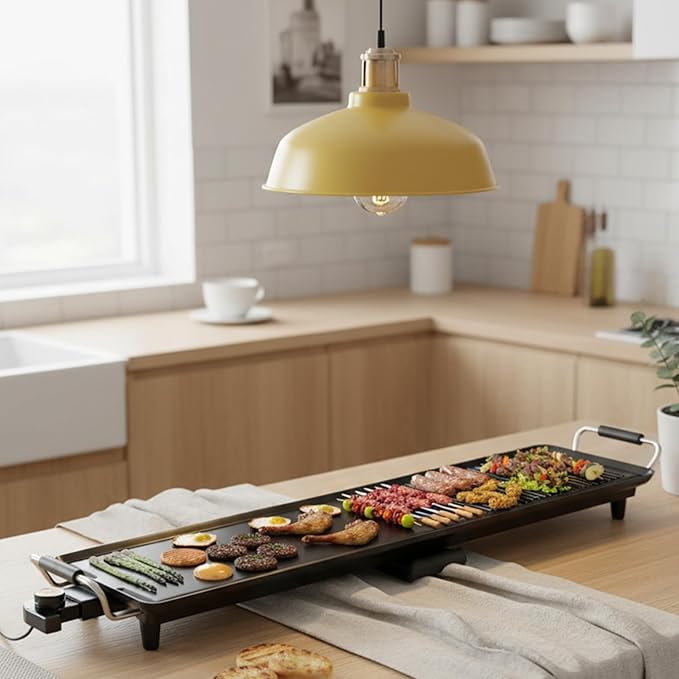 Costzon 39.5" Electric Griddle, 1400W Nonstick Extra Large Griddle, Long Table Top Grill w/4-Level Temp & Drip Tray, Indoor Outdoor Cooking Plates Teppanyaki Grill for Pancake, BBQ, Camping Gatherings