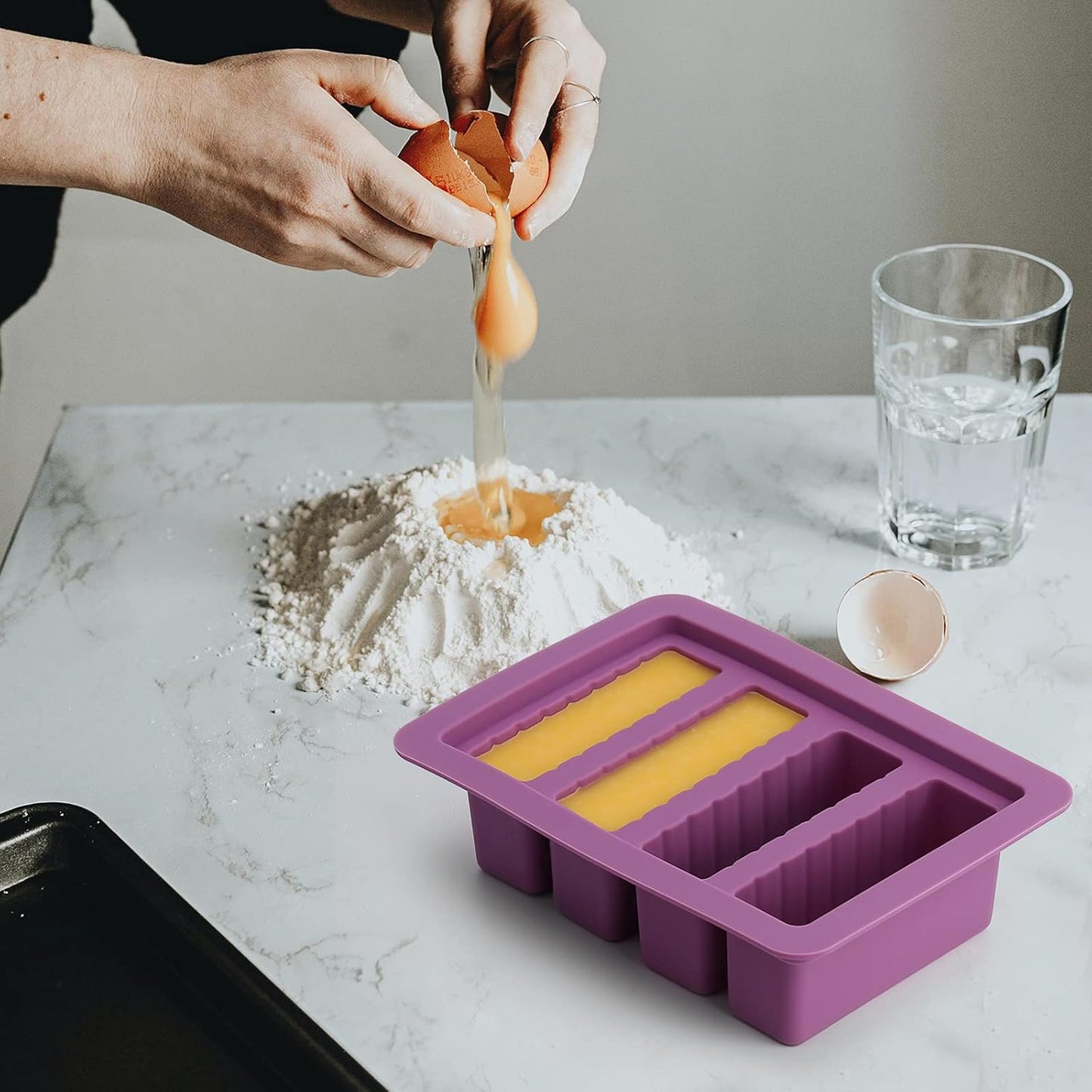 2 Packs Silicone Butter Mold, Butter Tray with Lid, Large Butter Maker with Silicone Spatula, Rectangle Container for Homemade Herbed Garlic Butter Brownies Soap Bar Energy Bar
