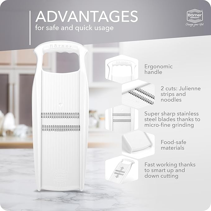 BORNER Roko PowerLine | Vegetable Grater Börner - Quality Made in Germany, Color:White