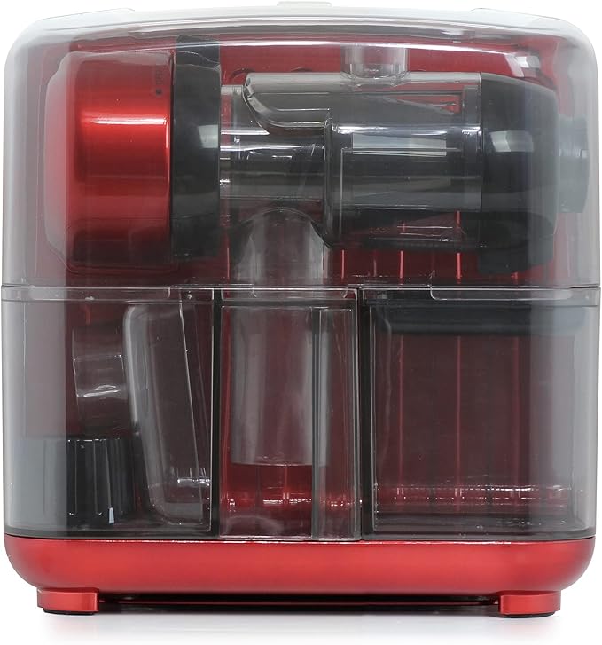 Omega Juicer Cold Press 365 Slow Masticating Vegetable and Fruit Juice Extractor and Nutrition System Makes Nut Milks Baby Food and Sorbets, 80-RPM Slow Juicer with On-Board Storage, 200-Watts, Red