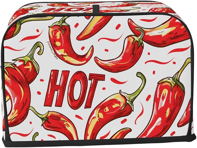 Red Chili Pepper Toaster Cover 2 Slice Dust and Fingerprint Protection Toaster Bread Maker Covers Washable Kitchen Small Appliance Covers for Kitchen Accessories Decor Bakeware Women Gift
