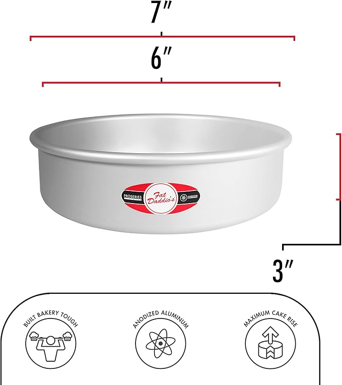 Fat Daddio's PCC-63SET Anodized Aluminum Round Cheesecake Pans, 2 Piece Set, 6 x 3 Inch