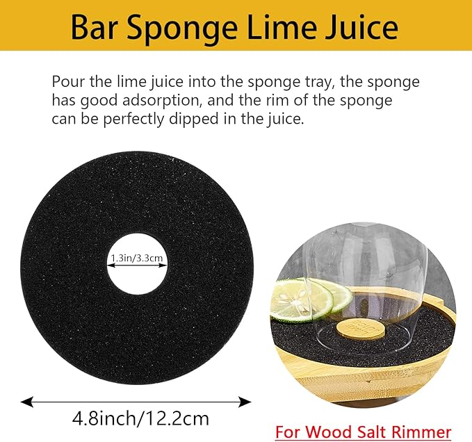 TonJin 2Pcs Bar Salt Rimmer Sponges Black Replacement Sponge for Glass Rimmer, Margarita Salter, Lime Juice