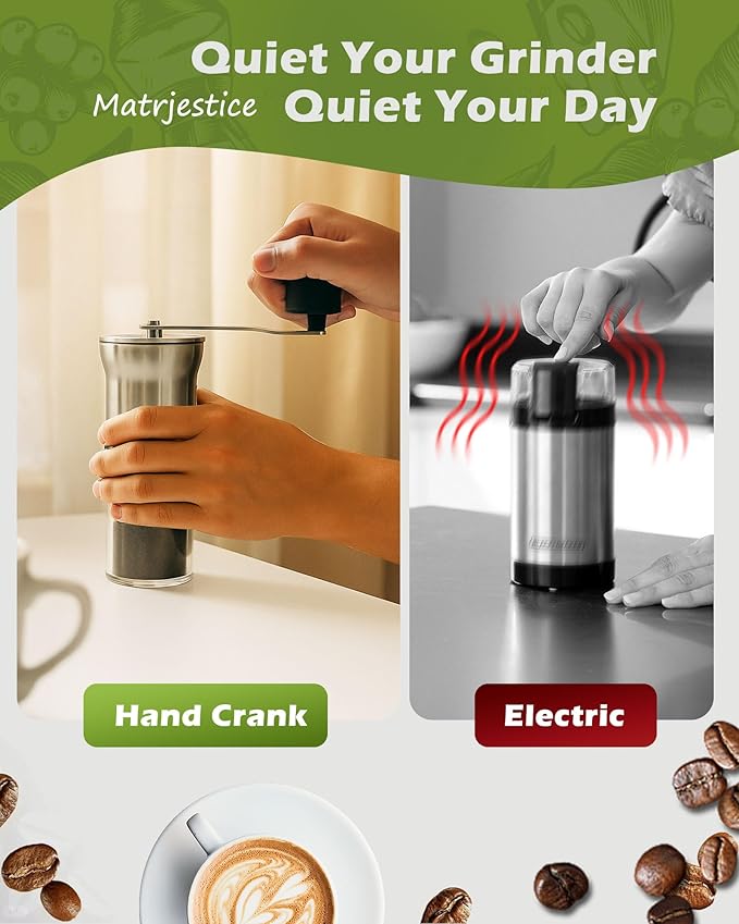 Manual Coffee Grinder with Ceramic Burr, 1.12oz Capacity Handheld Mill for Espresso, Drip, French Press, Cold Brew,with 6 Adjustable Settings & Quiet & Portable Coffee Bean Grinder for Home Use