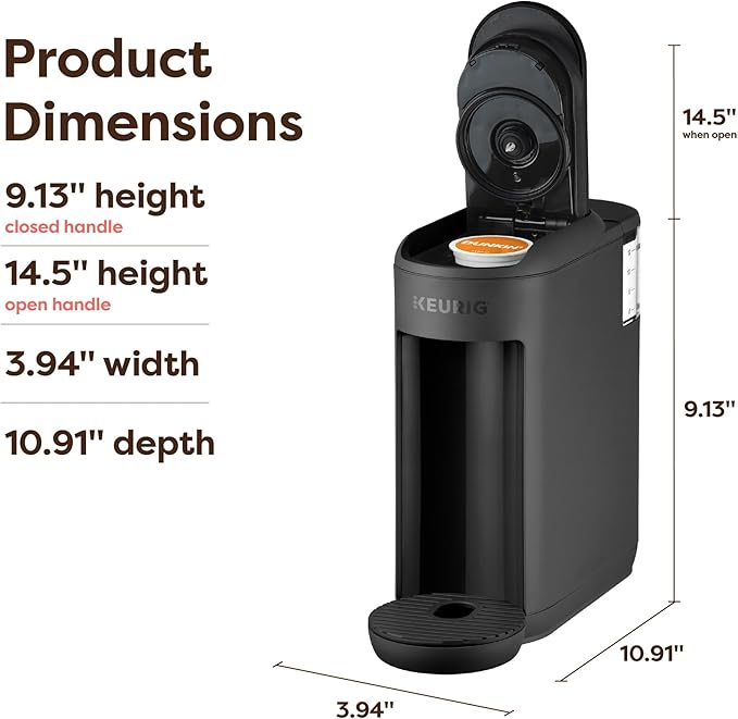 Keurig K-Mini Mate Single Serve K-Cup Pod Coffee Maker, Brews Up to 12 oz Cup, Compact Portable Coffee Machine for Small Spaces, Great for Dorms & Offices, Black