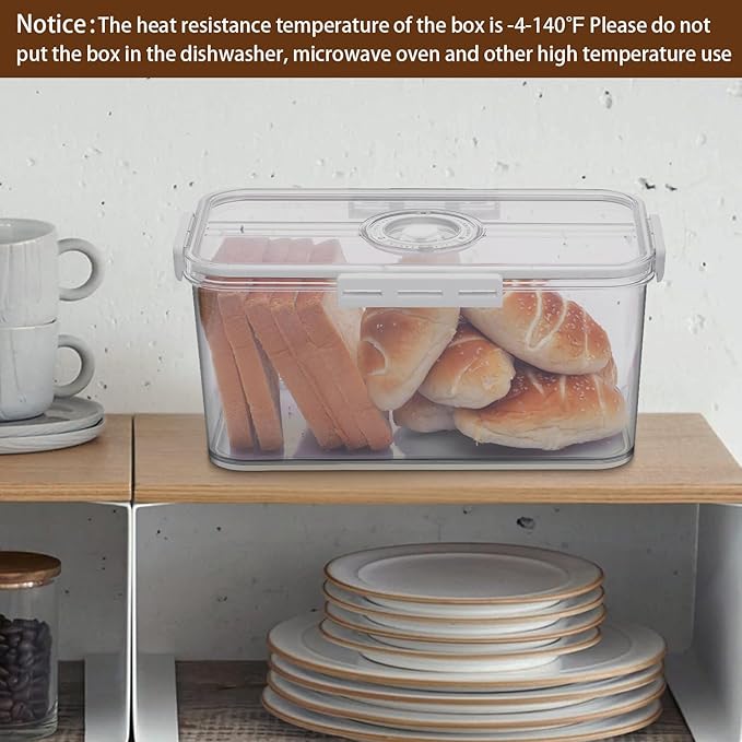 Gifhomfix Bread Box Bread Boxes for Kitchen Counter Airtight, Time Recording Bread Storage Container with Lid, Bread Keeper for Homemade Bread, Toast, Bagel, Donut and Cookies, LARGE White