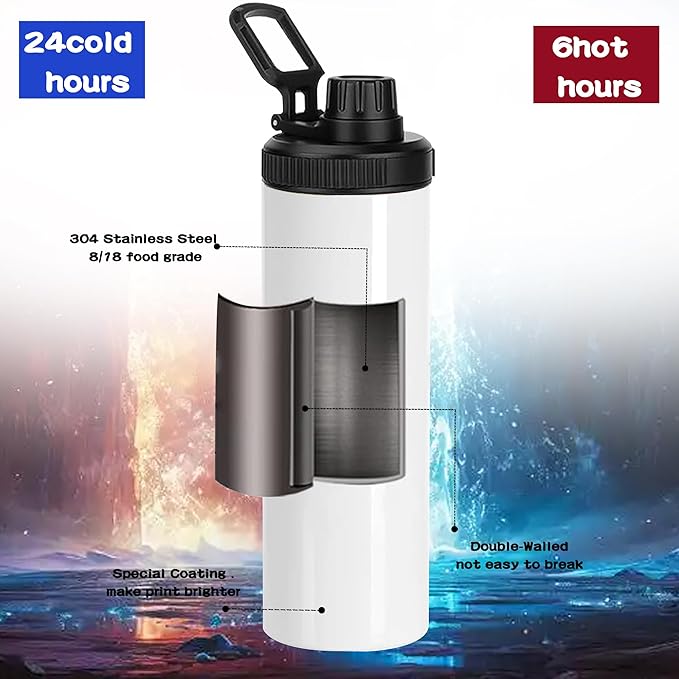 48 Pack 20oz Sublimation Tumblers Bulk, Flat Edge Sublimation Tumbler Blank, Skinny Straight Stainless Steel Blanks Cups with Individual Box(48, HANDLE LID B)