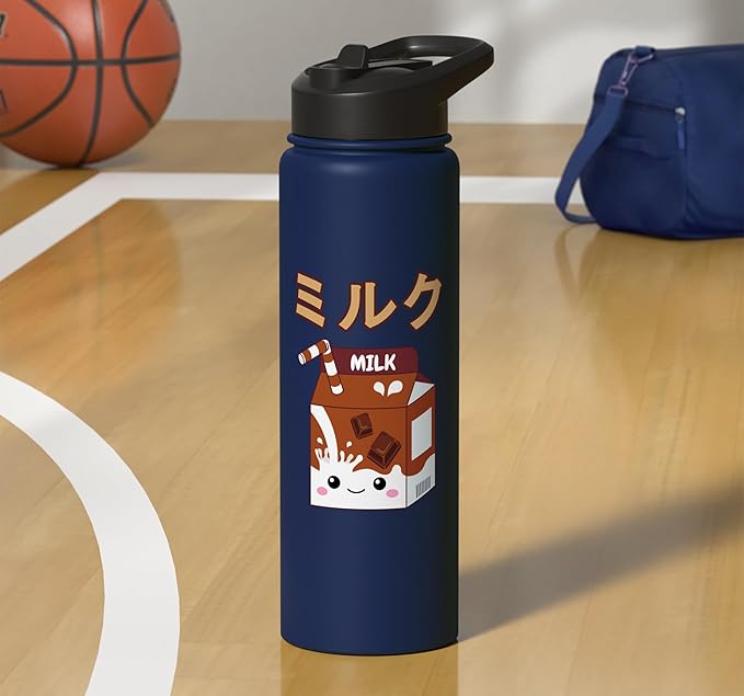 Cute Kawaii Chocolate Milk Japanese Anime Otaku Milkshake Stainless Steel Insulated Water Bottle
