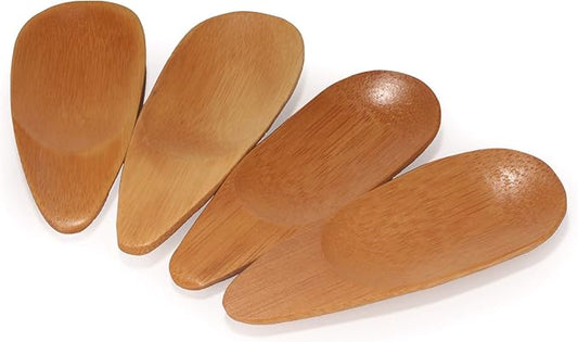 BambooMN - 4" Small Solid Bamboo Oval Scoop, 30pcs