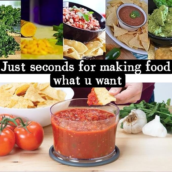 Manual Food Processor -Salsa Maker Hand Chopper Blender As Seen On TV- Meat Masher Mincer-Salad Spinner -Onion Chopper & Dicer for Baby Food, Salad, Herbs, Garlic,BPA Free(Large)