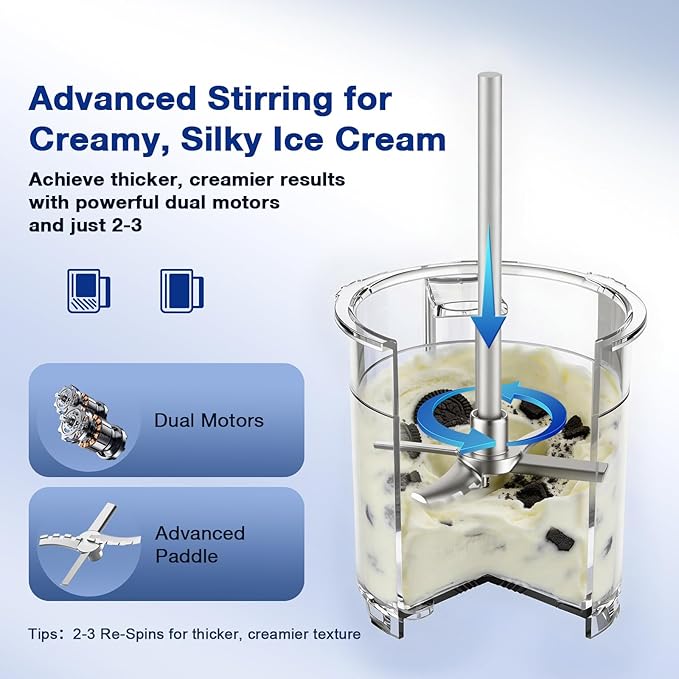 H-Duka 10-in-1 Ice Cream Maker Machine, 800W Frozen Treat Maker for Silky Gelato, Sorbet&Slushies, One-Touch Mix-In & Re-Spin for Creamy Texture, Keto & Vegan, Includes 3 Pints & Recipe Guide, Black