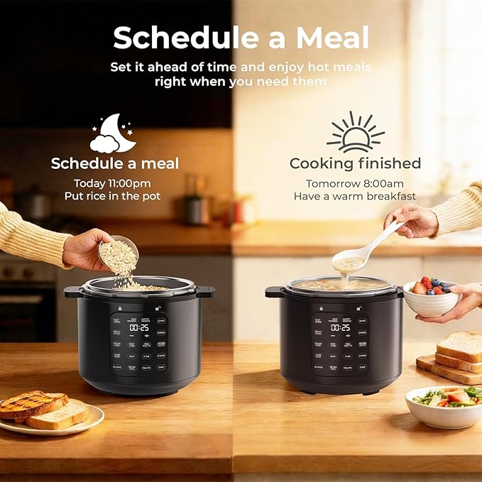 Carori Dual Pot Electric Pressure Cooker, 9-in-1 Multi-Cooker 6 Qt with 2 Inner Pots (Stainless Steel & Nonstick), 12 Programs, Slow Cook, Rice Cook, Steamer, Black