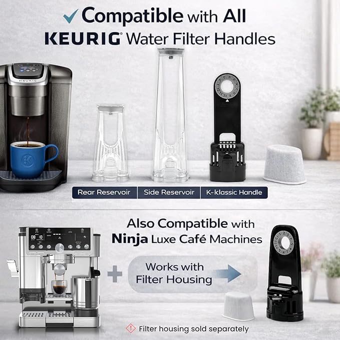 Water Filter Replacement for Keurig 2.0 & 1.0 Classic Coffee Makers, Breville Filters for Espresso Machine Use, Compatible with Ninja Luxe Cafe Accessories, 12 Pack Premium Charcoal Water Filters