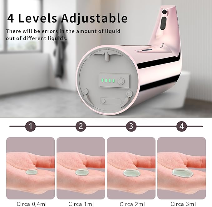 Automatic Soap Dispenser Touchless,400ML Hand & Dish Countertop Electric Liquid Rechargeable Dispenser with Sensor,Modern 4 Gear Adjustable Waterproof Kitchen Auto Soap Pump