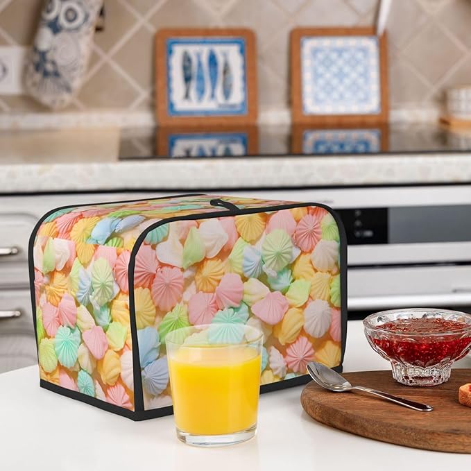 Cute Candy Gummy Toaster Cover 2 Slice, Cute Country Bread Machine Cover, Washable Toaster Kitchen Small Appliance Cover Stain Resistant,with Top Handle