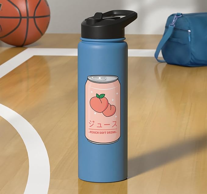 Kawaii Soft Drink Aesthetics Japanese Peach Juice Stainless Steel Insulated Water Bottle