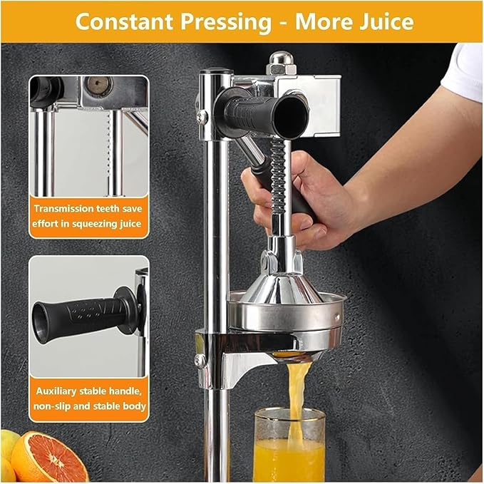 Heavy-Duty Professional Citrus Juicer, Kitchen Juice Squeezer, Easy-to-Clean, Stainless Steel