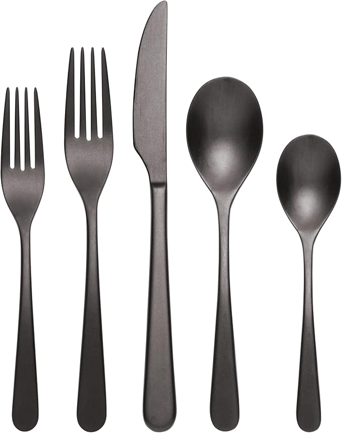 Oneida 894805 Kenbrook Black Tumbled 20 Piece Everyday Flatware Set, Service For 4