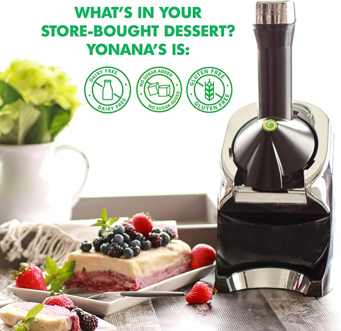 Yonanas 988HP Deluxe Vegan Non-Dairy Frozen Fruit Soft Serve Dessert Maker, BPA Free, Includes 75 Recipes, 200 Watts, Pink