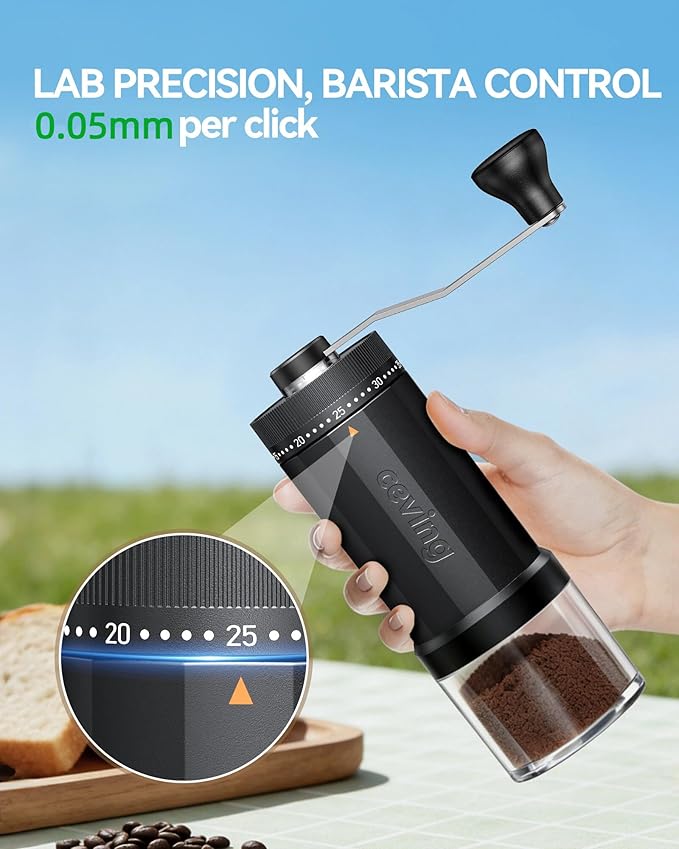 Original Creator of 60g Large Capacity Manual Coffee Grinder, Portable Hand Burr Mill with 40 Adjustable Settings, Ceramic Conical Burr for Espresso, Pour Over, Camping, Travel & Gift