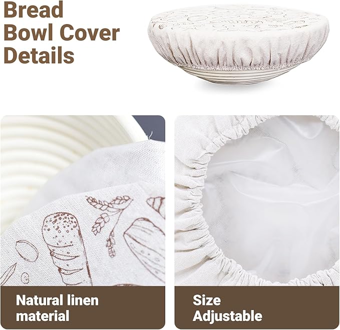 4 Pack 10″ Bowl Covers for Bread Proofing with Plastic Liner, Reusable Cloth Bread Bowl Cover for Sourdough Rising