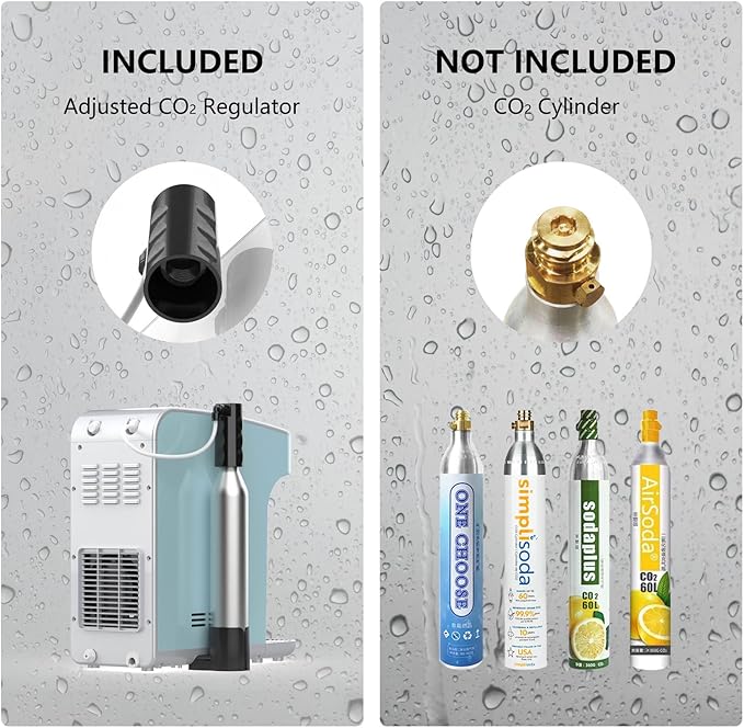 Soda Maker, Ice Cold Sparkling Water Maker, Water Cooler, Compatible with Screw-in 60L CO2 Cylinder (Not Included), Carbonator with 1.5L Water Tank, Touch Screen (Aqua Blue)