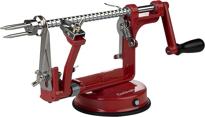 Apple Peeler and Corer- Durable Heavy Duty Chrome Cast Iron w Powerful Countertop Suction, Hand Crank for Fruits, Potatoes or Veggies, Picking Season- Pie, Treat Dessert Baking, Must Have Kitchen Tool