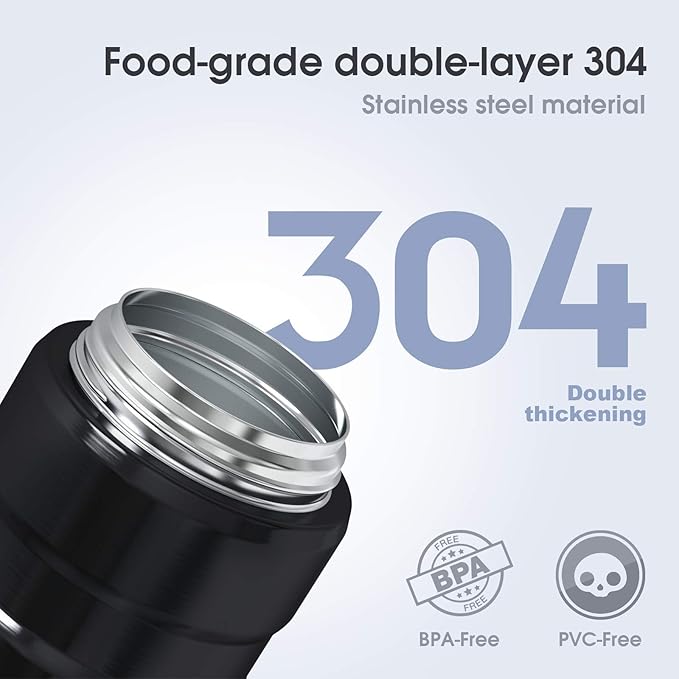 Insulated Food Jar Set – 25.4oz & 17oz Stainless Steel Containers with Folding Spoon and Carrying Bags – Leak-Proof, Keeps Food Hot or Cold for up to 12 Hours – Ideal for Work, School, Travel