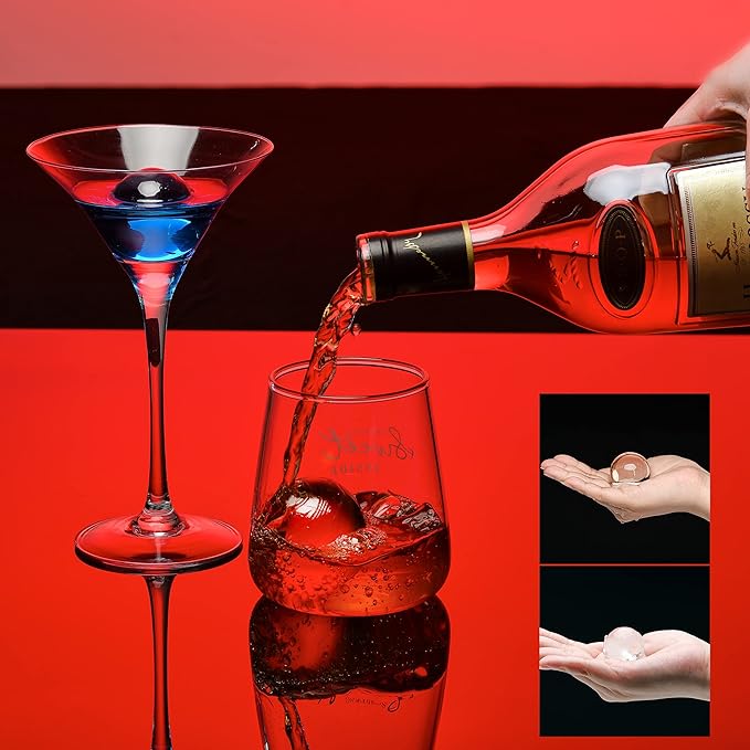 Sphere Clear Ice Cube Maker - Crystal Clear 1.7 Inch Ice Ball Silicone Tray,10 Round Ice Cubes Mold for Whiskey and Cocktail