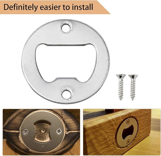 Homend 100Pack Wall Mount Bottle Openers, Mounting Hardware Included, Vintage Rustic Bar(Wood Block is not Included) (Silver)
