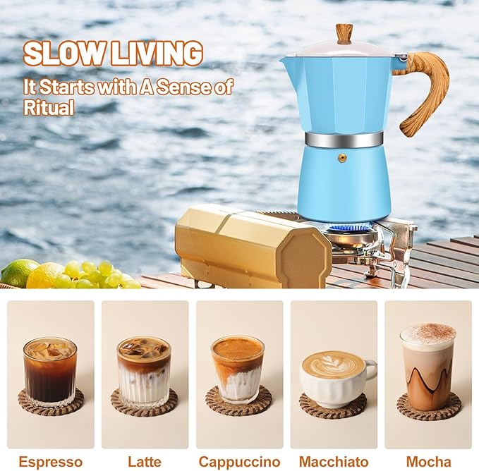 9 Cup Aluminum Espresso Stovetop Moka Pot Express Coffee Maker Percolator Italian Classic Mocha Coffee Machine for Italian and Cuban Cafe Brewing for Home & Camping 450ml 15oz