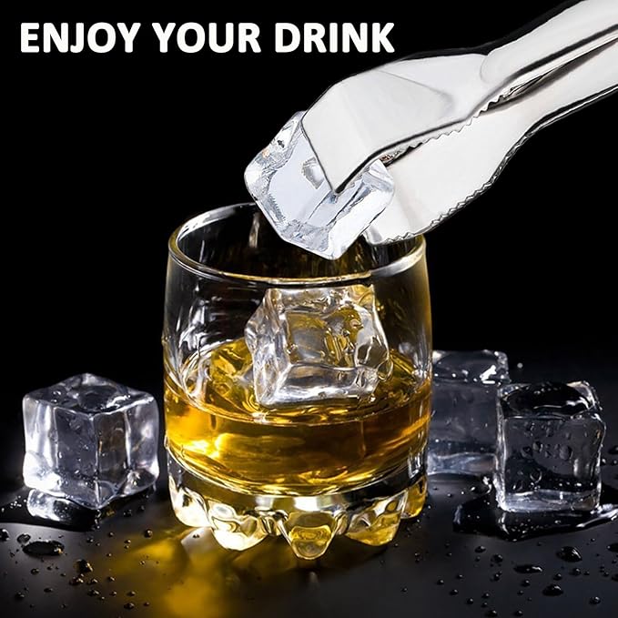 Ice Tongs for Ice Bucket 6-3/4 Inch - Premium 18/8 Stainless Steel Ice Tongs with Teeth for Ice Sugar Cubes Tea Party Coffee Bar Serving