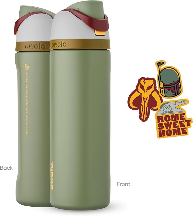 Owala Star Wars FreeSip Insulated Stainless Steel Water Bottle with Straw for Sports and Travel, BPA-Free, 24-Ounce, Boba Fett