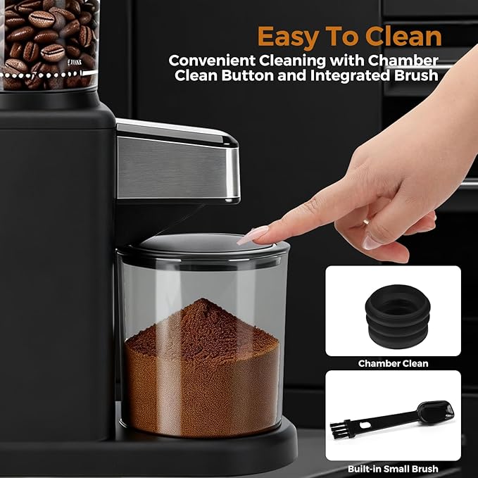 Electric Coffee Grinder for Home & Office: Automatic Conical Burr Coffee Grinder wtih 25 Precision Grind Settings - 120g Expandable Hopper & Low Noise&Durable Design Perfect for Multi-Cup Brewing