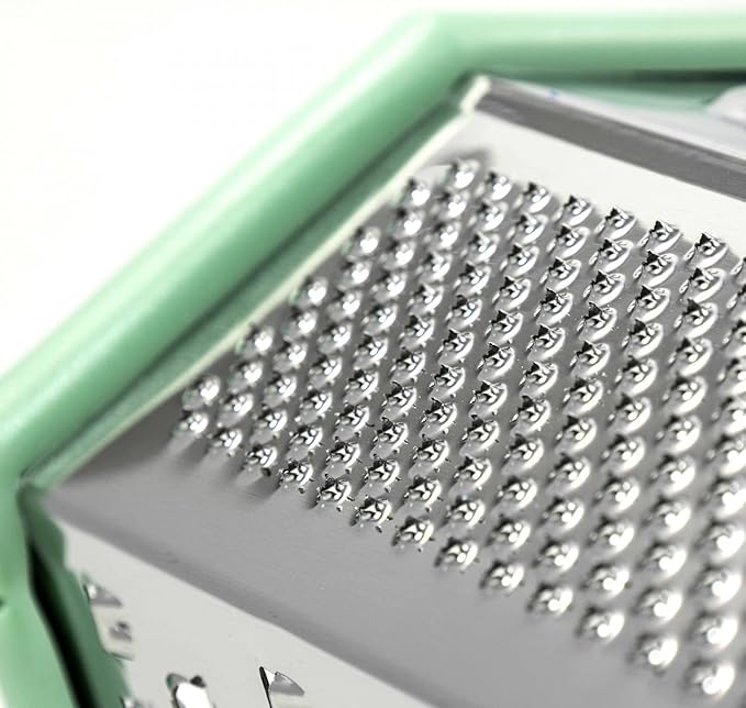 Beille 6 Side Stainless Steel Grater Top Handle Zester Slicer 7.75 Inch, Mint Green